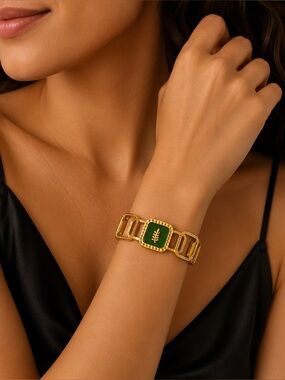 Stainless Steel Gold Color Plated Bangle / Handcuff Bracelet
